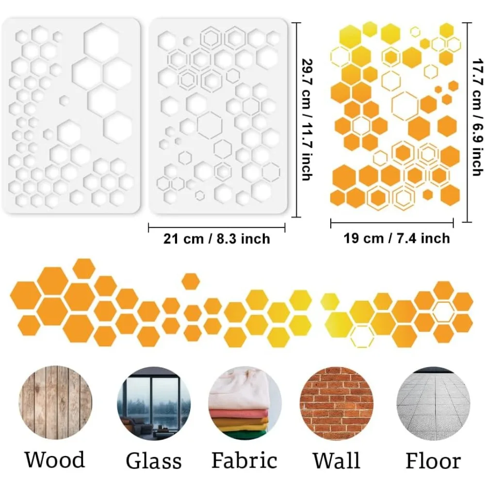 2Pcs Honeycomb Stencils for Painting