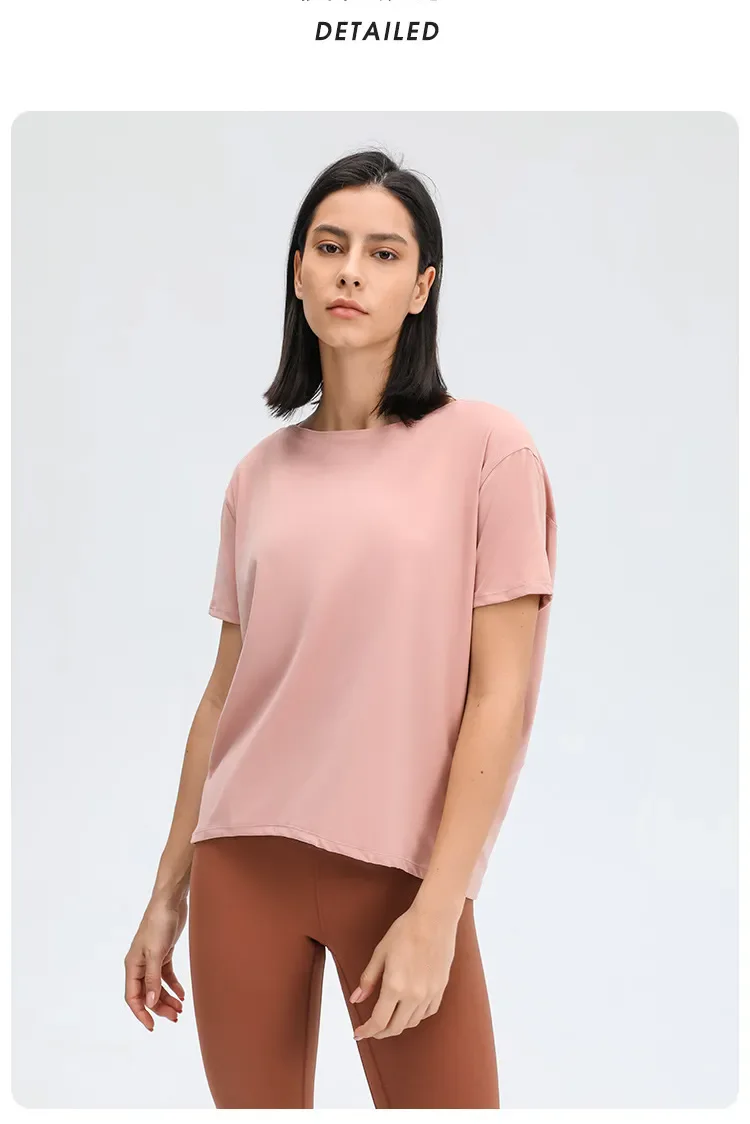 半袖スポーツベスト女性ルーズ無地通気性 O ネックタンク