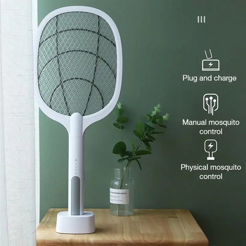 USB Electric Shock Mosquito Lamp Portable Handheld USB Charging Fly Swatter Electric Shock Triple-layer Mesh Lamp Home Tools