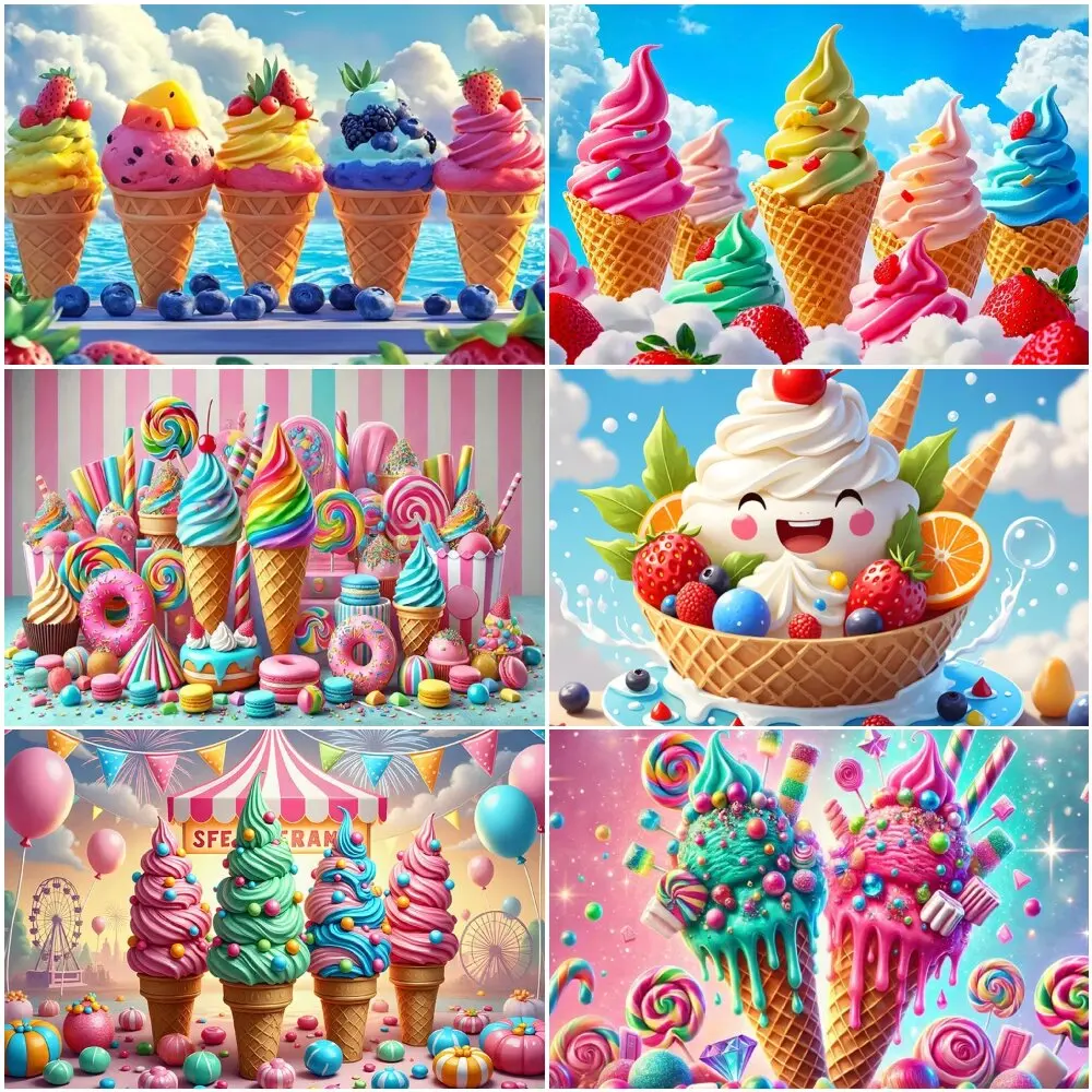 

Colorful Ice Cream Backdrop for Birthday Baptism Sweet Candy Ice Cream Party Decorations Summer Beach Ice Cream Photo Backgrouud