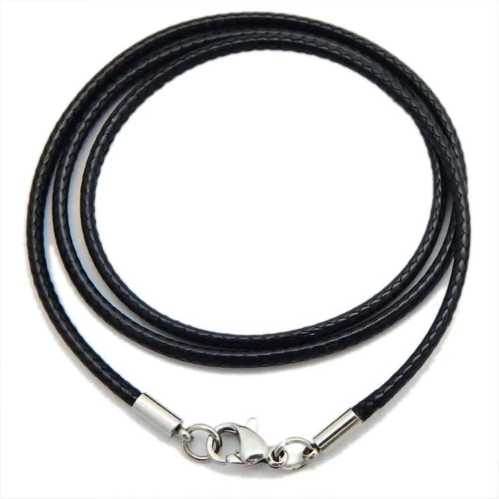 1/1.5/2/3mm Waterproof Braided Leather Chain Cord Rope Necklace with Stainless Steel Clasp for DIY Pendant Jewelry Making Men image 3