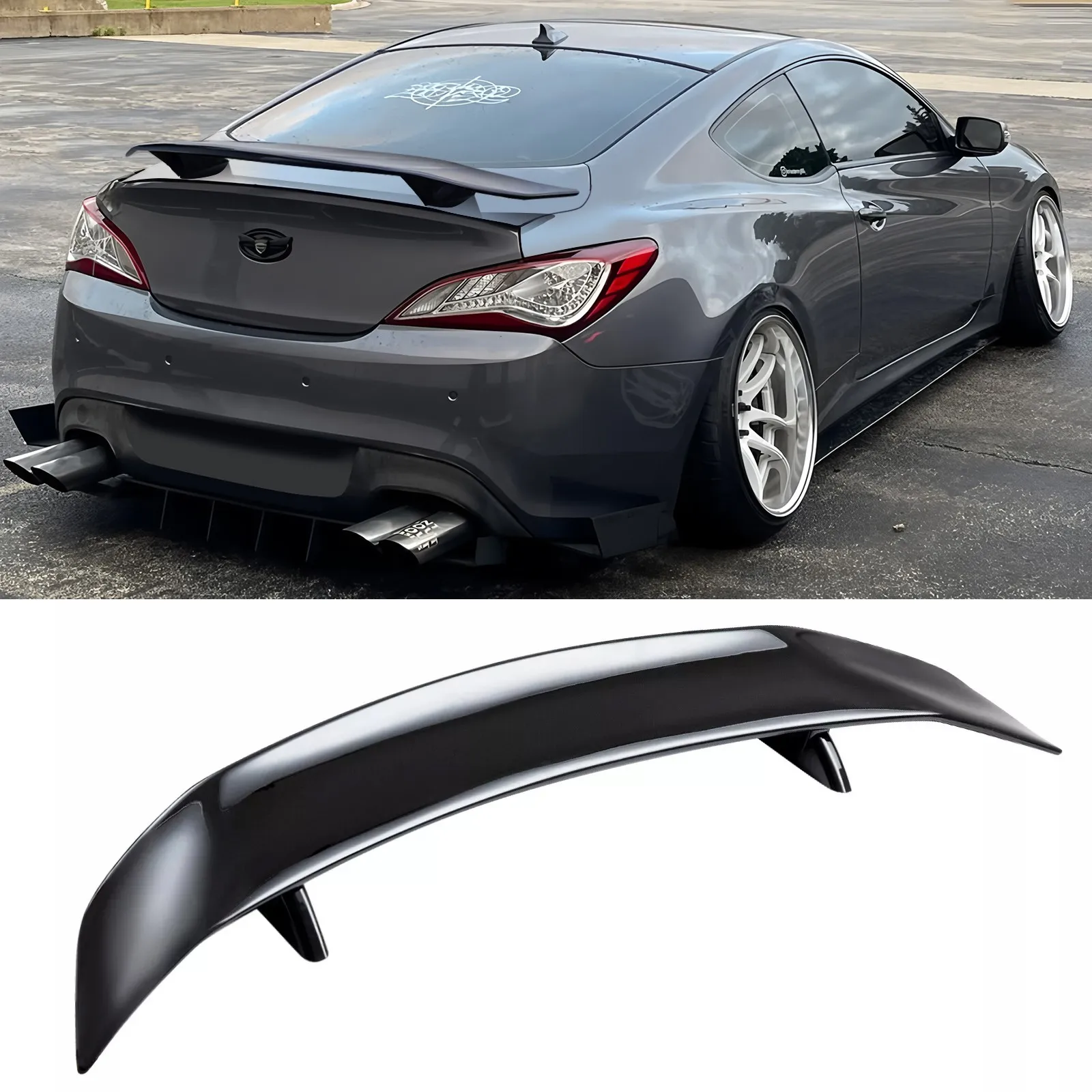 

46" Gloss Black Rear Trunk Spoiler Racing GT Wing For Hyundai Genesis Coupe