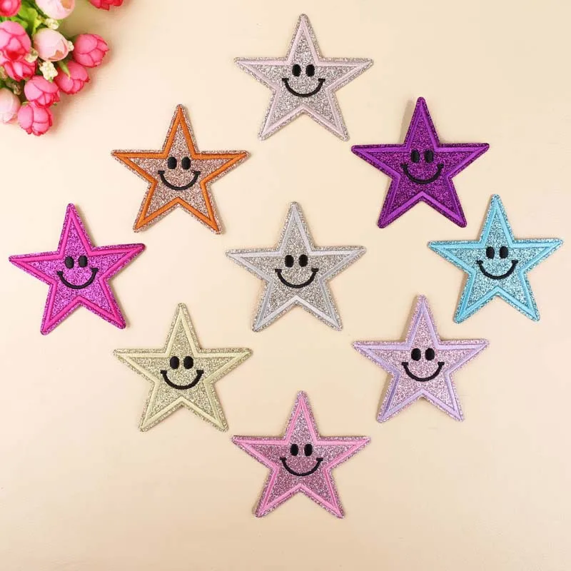 

10 шт., железные нашивки с вышивкой для сумки для одежды, мультяшная наклейка с пентаграммой, украшения «сделай сам», аксессуары, клейкая подложка