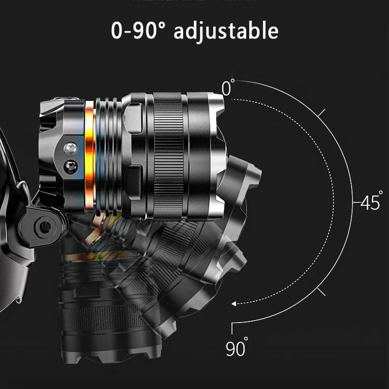 Latarka czołowa LED 2300 lm XHP50 latarka czołowa latarka z czujnikiem zoomu reflektor 18650 lampa akumulatorowa zewnętrzna latarnia wędkarska