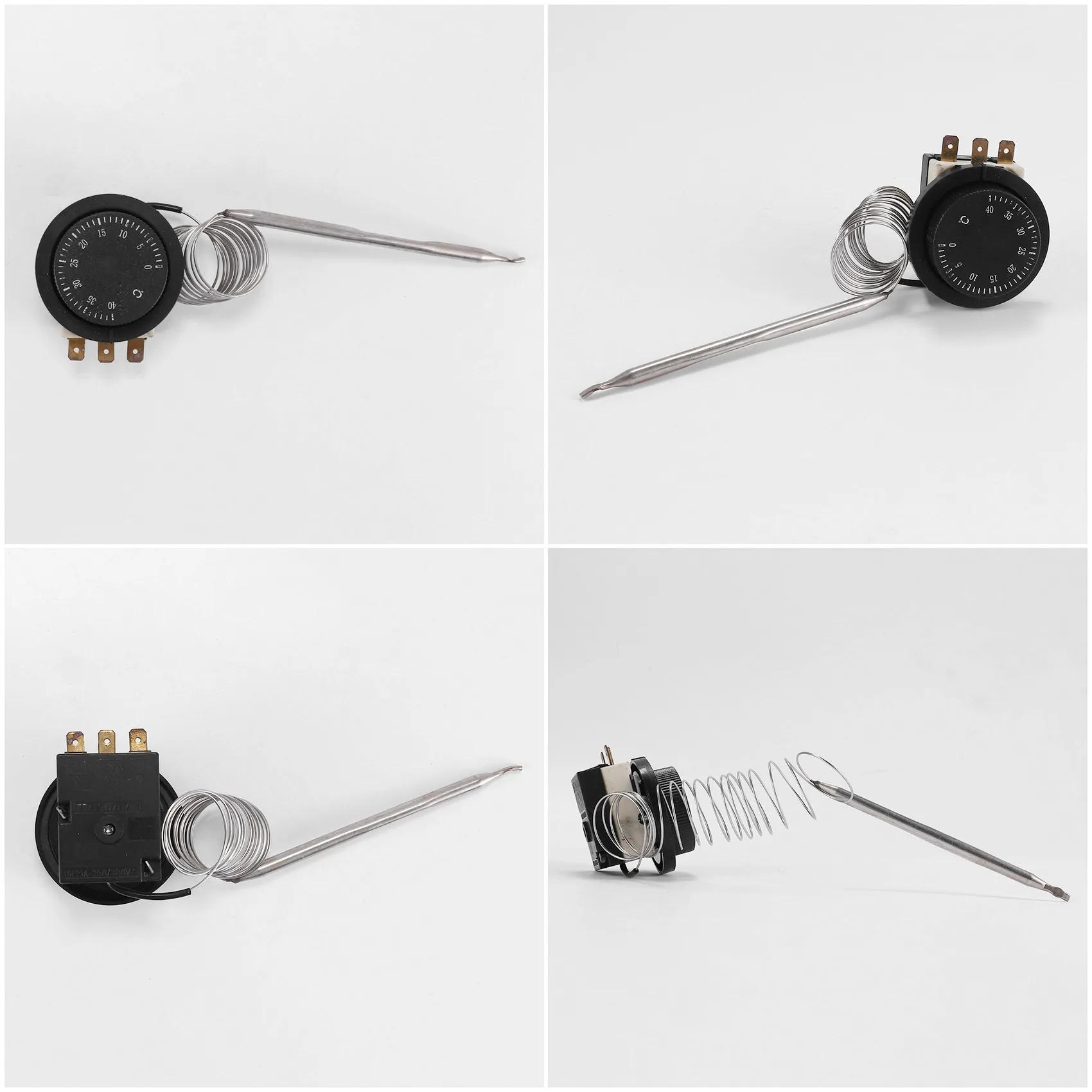 1NC 1NO AC 250V/380V 16A 0-40C Temperature Control Switch Capillary Thermostat-ABHG