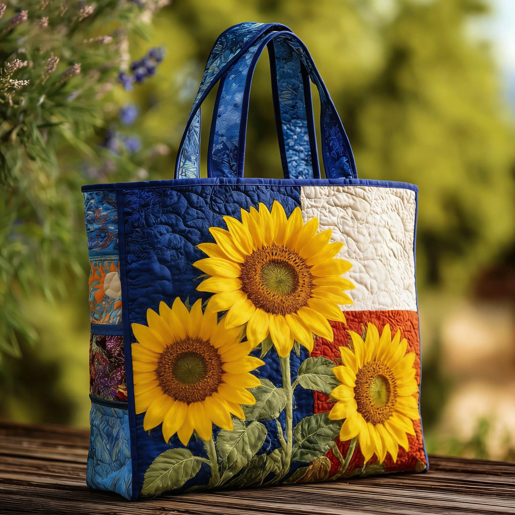 

Художественная стеганая сумка-тоут с принтом подсолнухов в свежем пасторальном стиле, женская и мужская сумка для весенне-летнего сезона, для шопинга, путешествий и поездок на работу