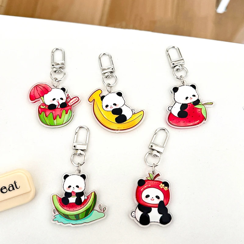 1PCS Cute Panda Key Chain Animals Ins Keychain Earphone Schoolbag Keychain Pendant Diy Accessories