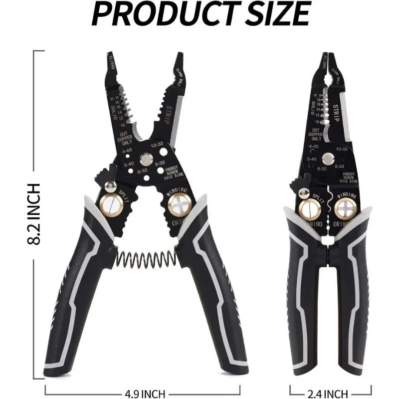 9-in-1 Multi-Function Wire Cutter  Tool with Stripping Crimping Functions - Professional Wiring Tool for Electricians Pliers