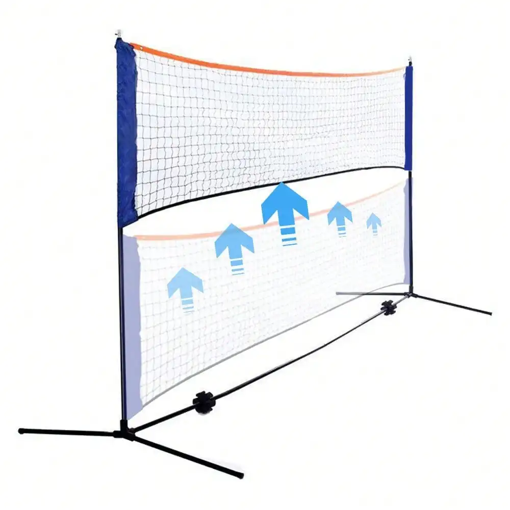 Conjunto de rede de tênis de vôlei de badminton portátil ajustável 10x5FT com estojo de transporte azul