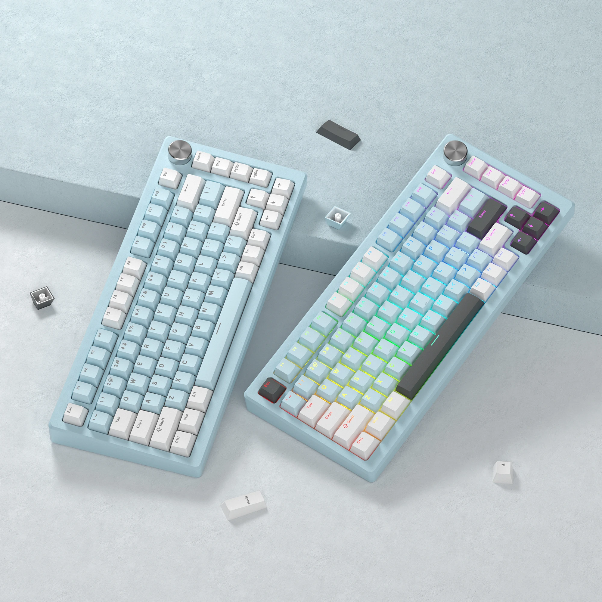 Teclas PBT de doble disparo, teclas brillantes, perfil de cereza azul y blanco, interruptores Cherry MX, Teclado mecánico para jugadores, 140 teclas