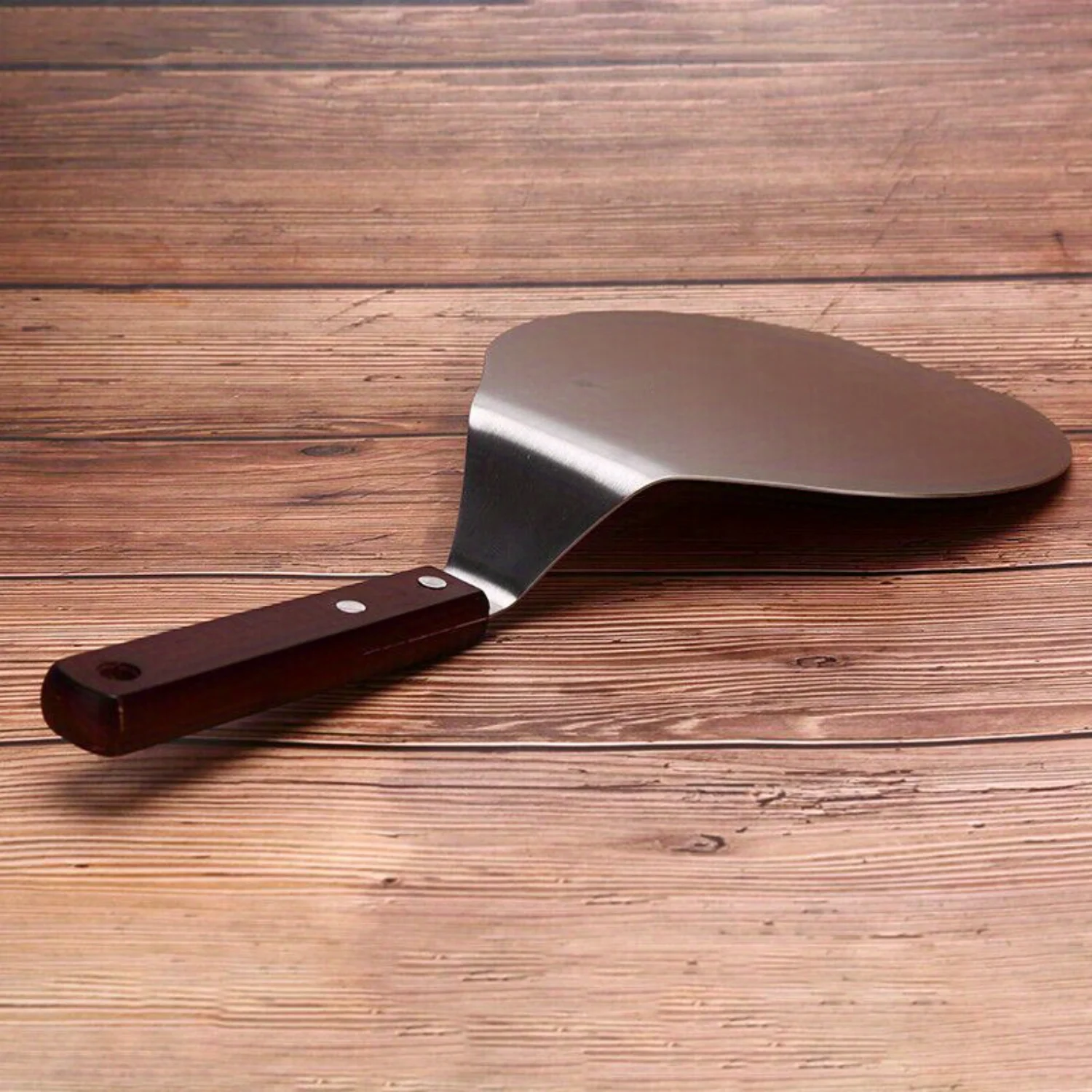 B cáscara de Pizza de acero inoxidable, espátula duradera para levantar pasteles con mango de madera, paleta profesional para hornear y cocinar, 1 ud.