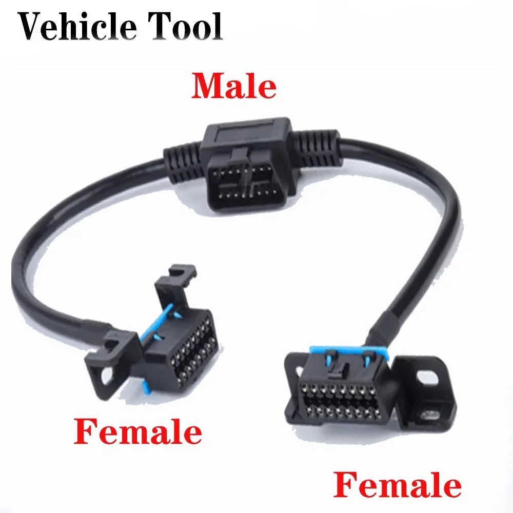 

Design OBD2 Extension Cable 60CM/30CM 1 to 2 Splitter Wire OBD2 Scanner Extender Connector Adapter Male To Female L-shaped Elbow