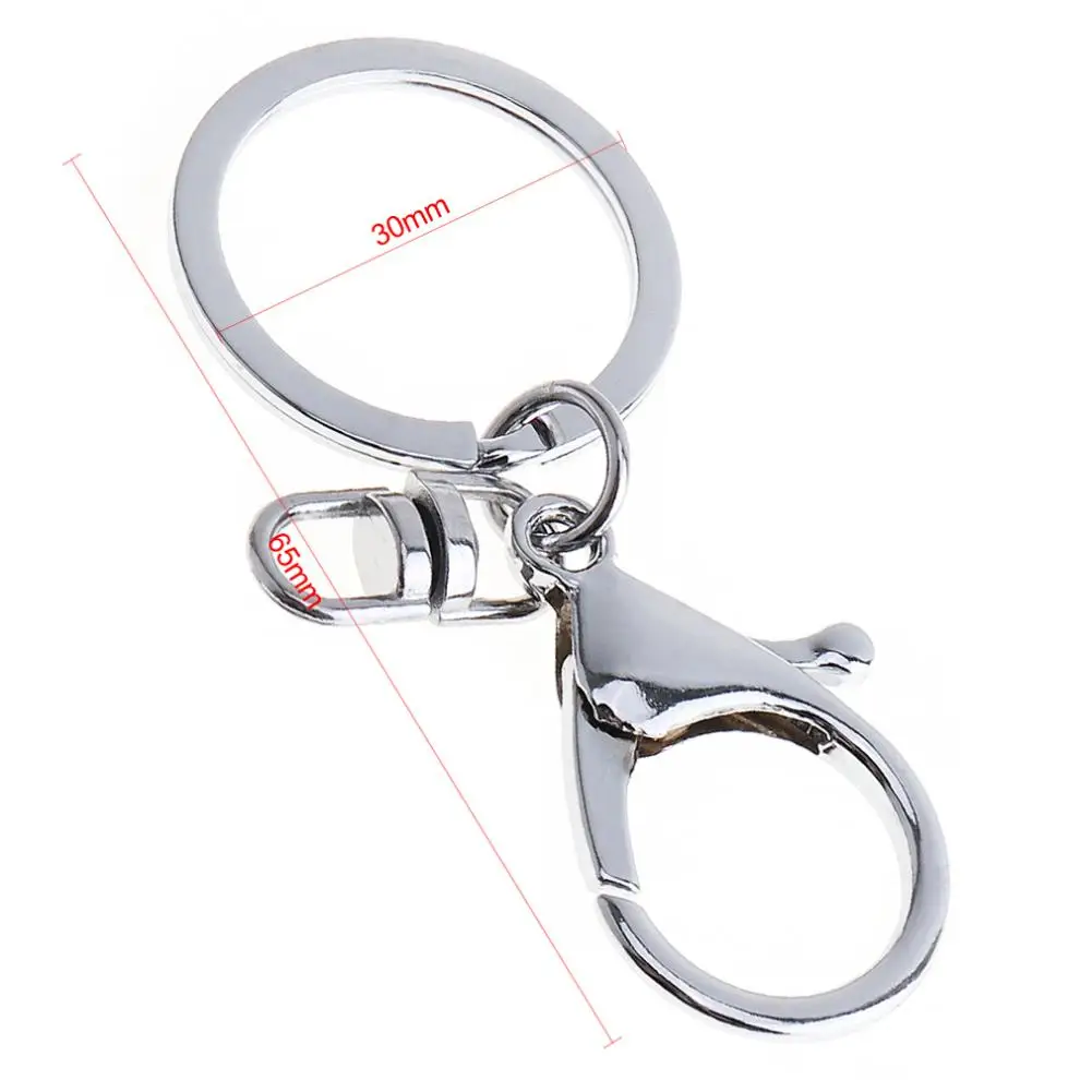 10pcs 30mm Flat Circle and 8 Shape Chain Key Chain with Lobster Clasp Jewelry Buckle Key Chain Ring Round Flat Line key ring