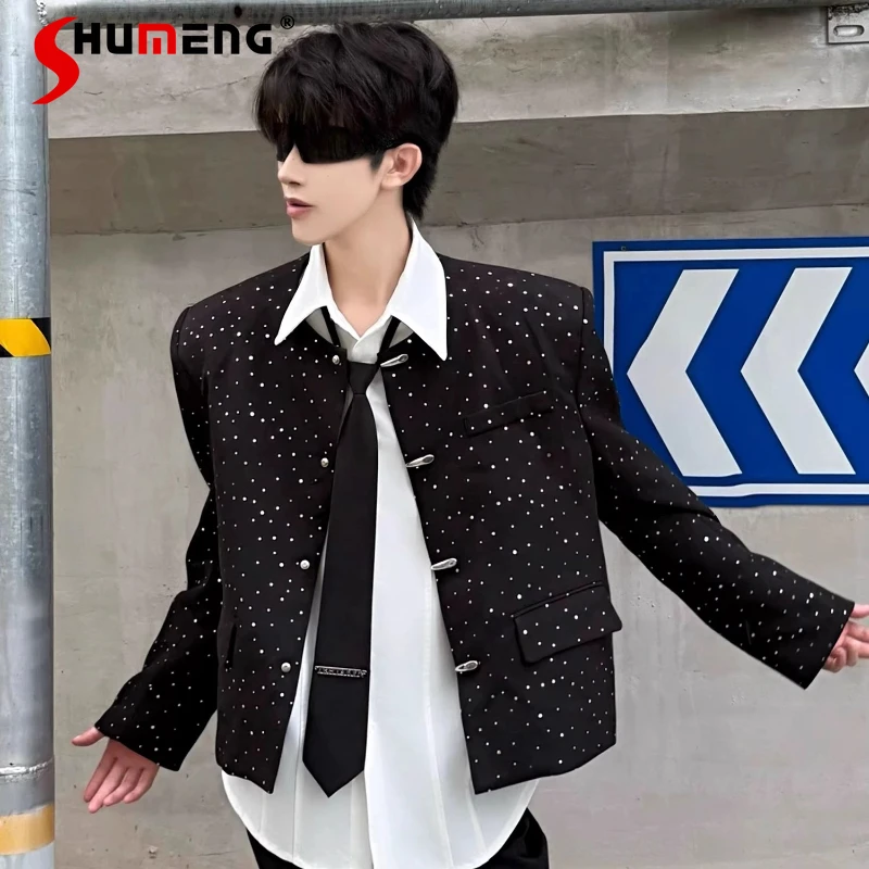 

Men's Small Fragrant Starry Sky Suit Jackets Men's 2025 Autumn Winter New Trendy Shiny Design Blazers Short Suit Jackets Tops