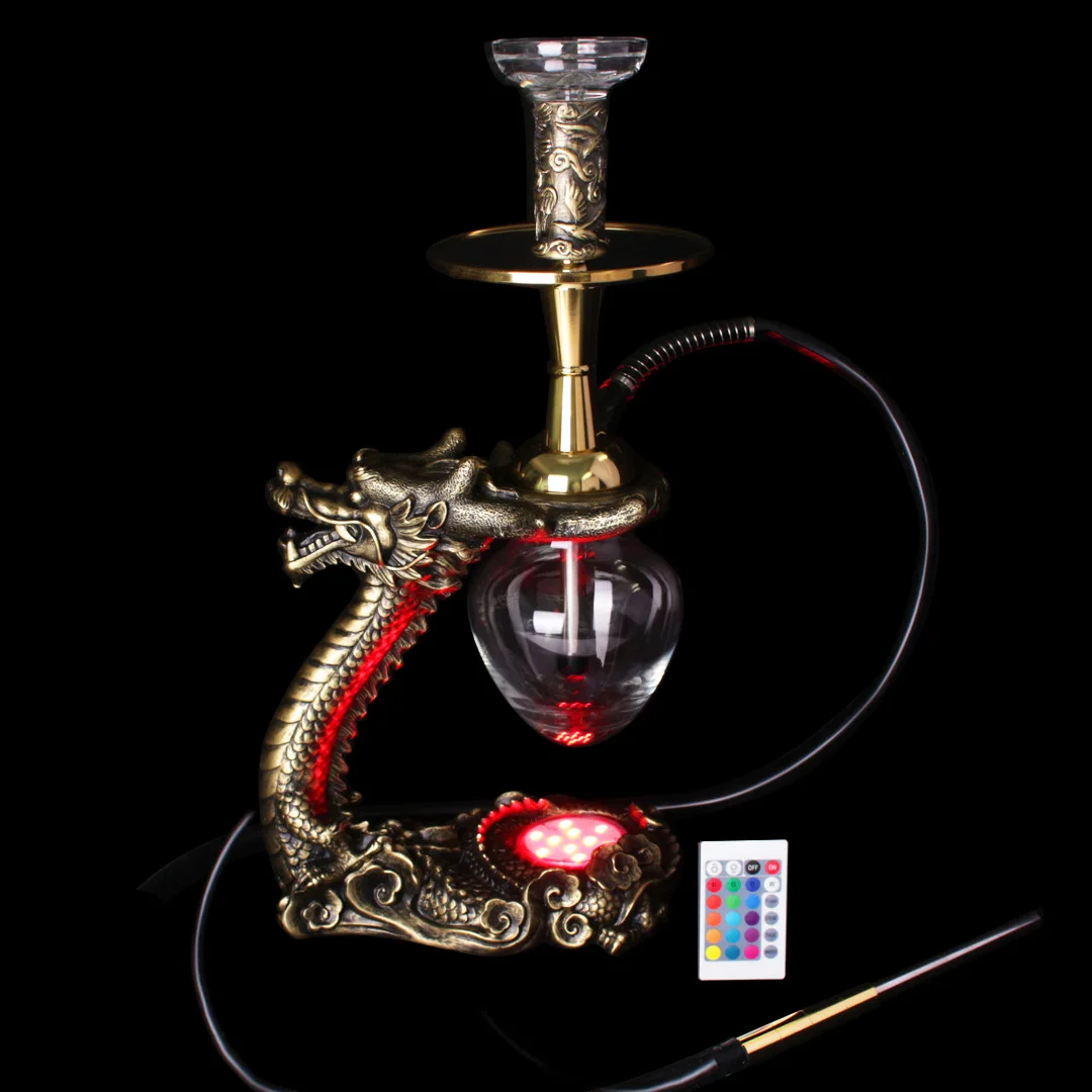 Chinese Elements Oriental Dragon Shape LED Light Hookah Process, Resin Shisha, New Style, Narguile Complete Smoke Accessory