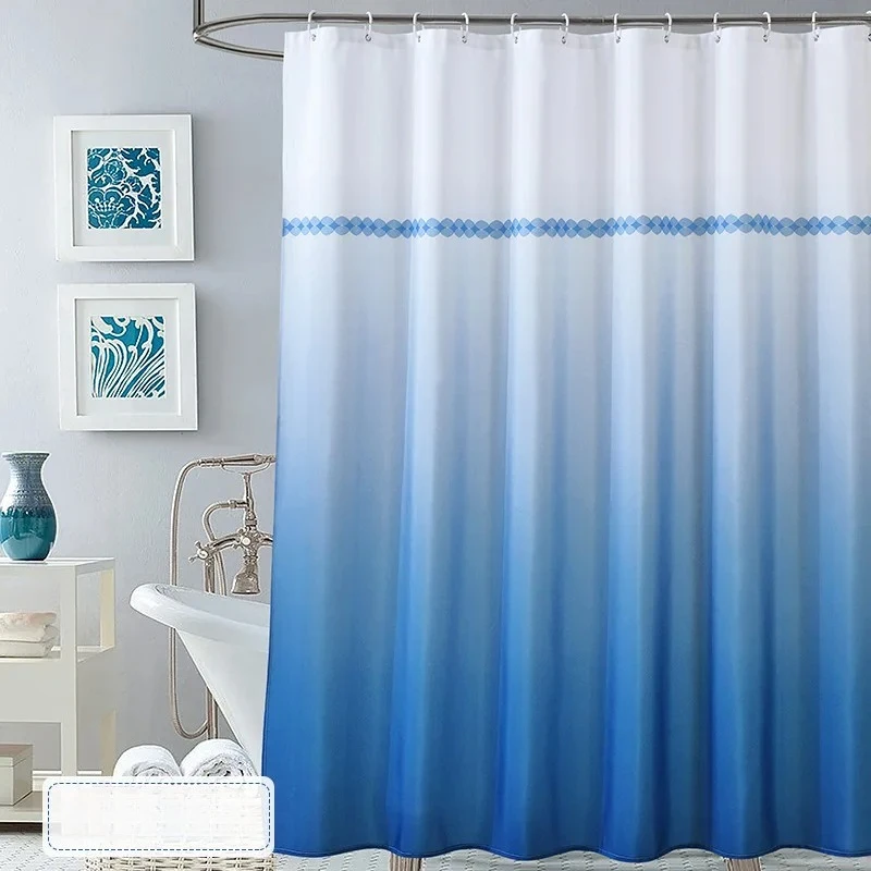 Shower Curtain Gradient Various Color Water Resistant for Toilet Bathroom Curtains 200cm Modern Style with Hooks Mildew Proof - view 3