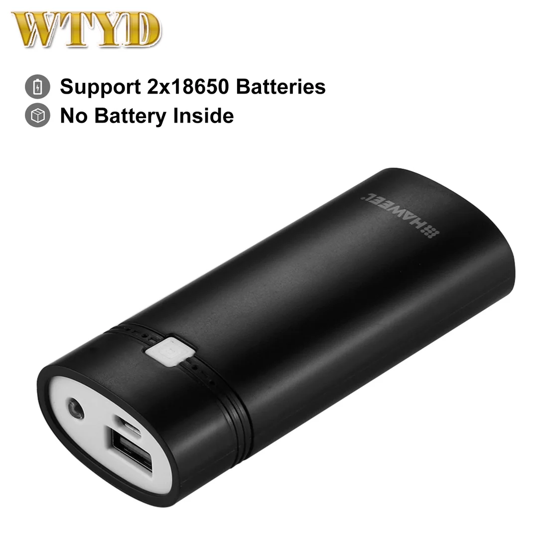 بطارية HAWEEL DIY 2x 18650 (غير متضمنة) صندوق شل بنك الطاقة بقدرة 5600 مللي أمبير في الساعة مع مخرج USB وصندوق شحن مؤشر للهواتف الذكية