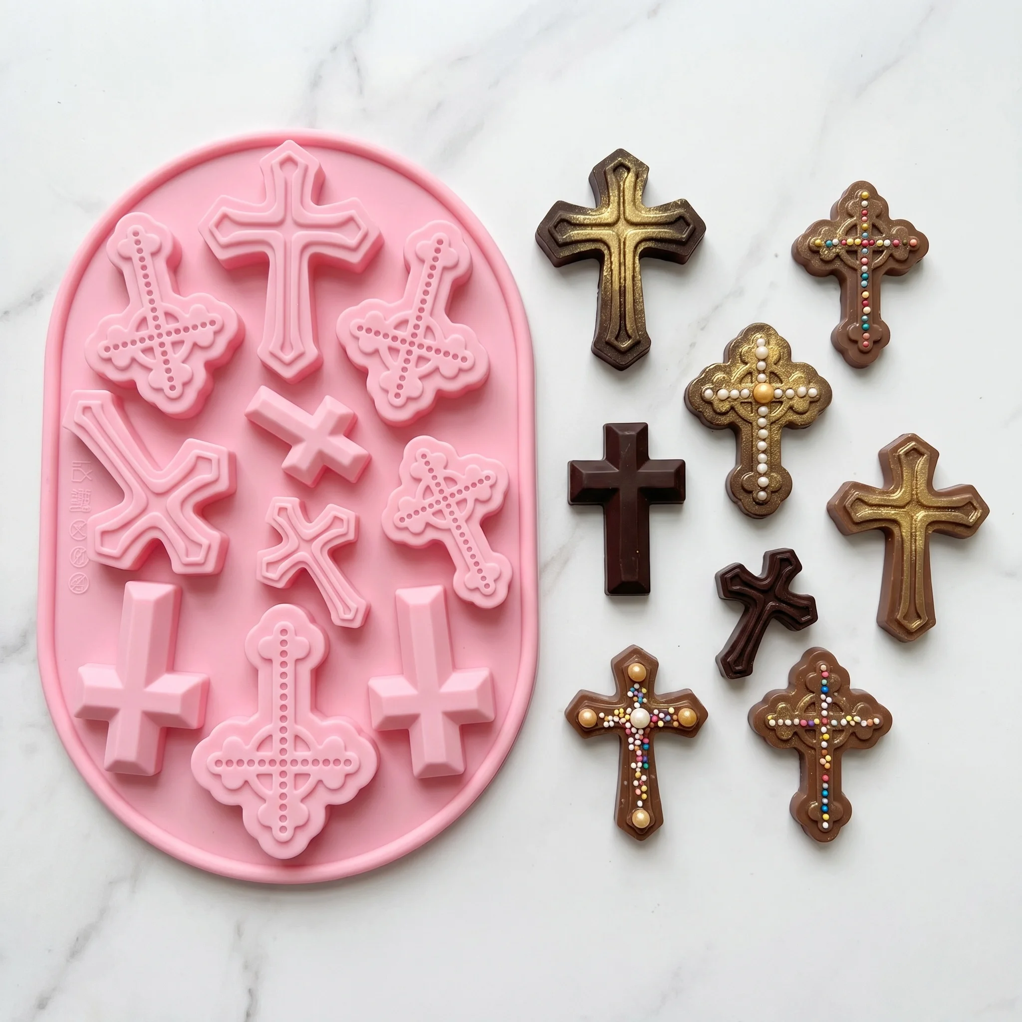 1PC Vintage Cross Silicone Mold Easter Handmade DIY Epoxy Mould Chocolate Cake Accessories Baking Tools