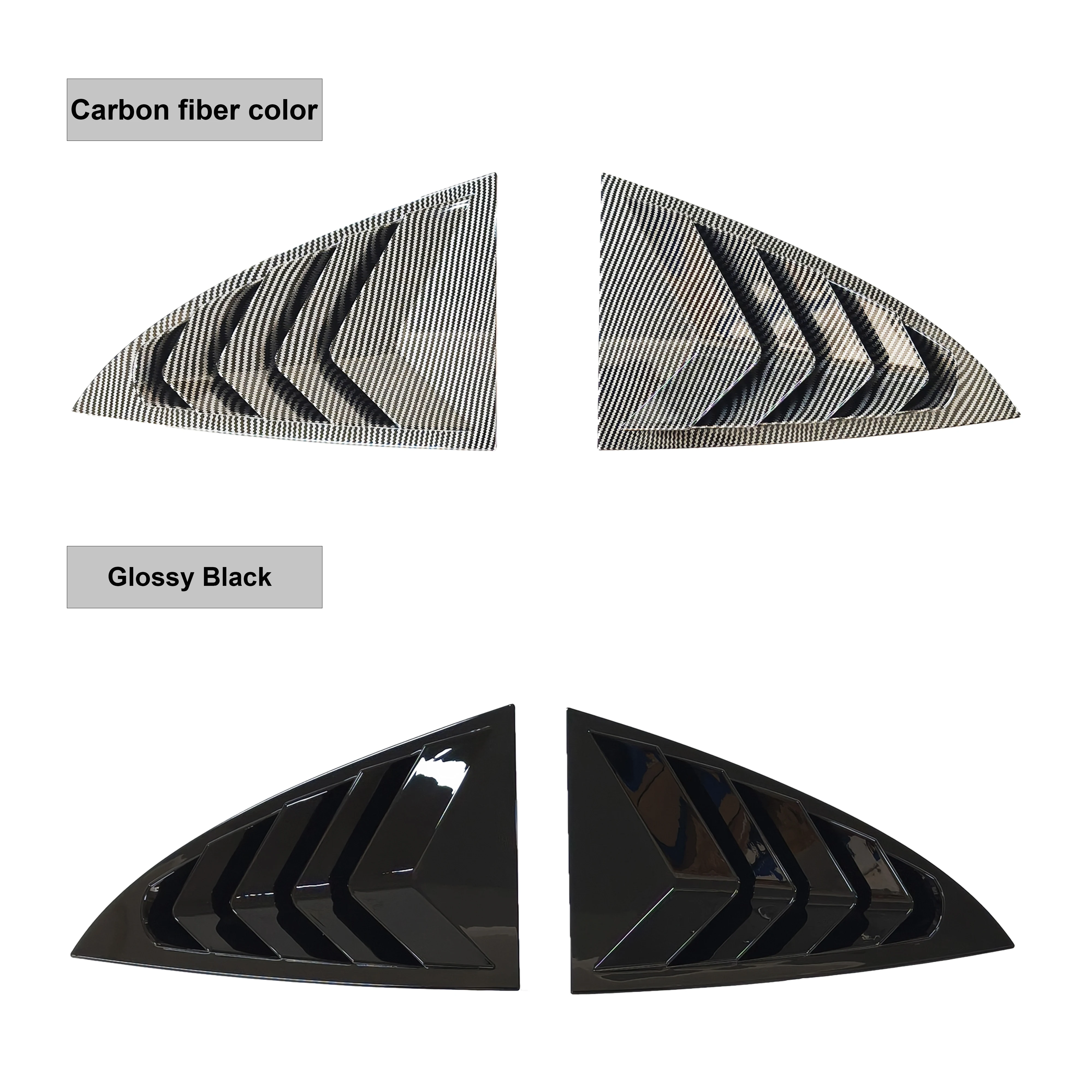 Rear Side Window Louvers Triangle Shutter Cover For Tesla Model 3 2017‑2025 Pre‑Highland & Highland ABS Gloss Black Carbon Look