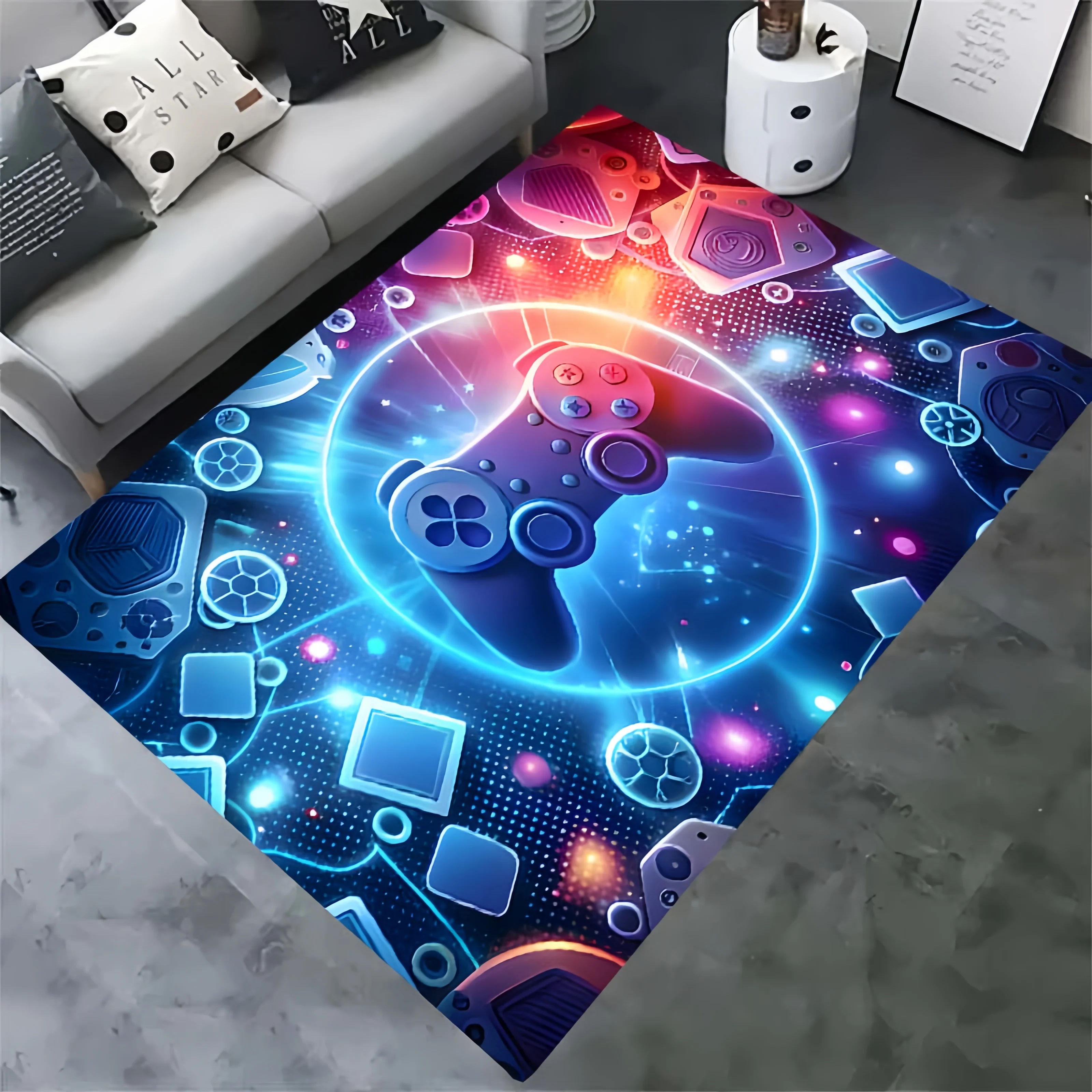 Colorful Game Controller Pattern Home Carpet Garden lawn pad; Children's room baby pad; Bathroom kitchen carpet Birthday gift