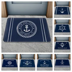 Personalized Custom Boat Name Doormat Indoor Outdoor Anti Slip Bath Mat Welcome Aboard Door Mat Home Decor Bathroom Rug