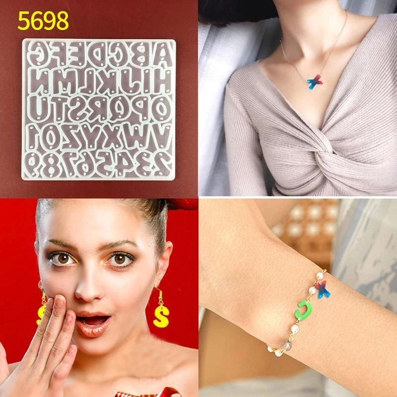 

J78F DIY Art Crafts Ear Studs Decorations Casting Mold Handmade Letter Number Eardrops Danglers UV Crystal Resin Epoxy Mold