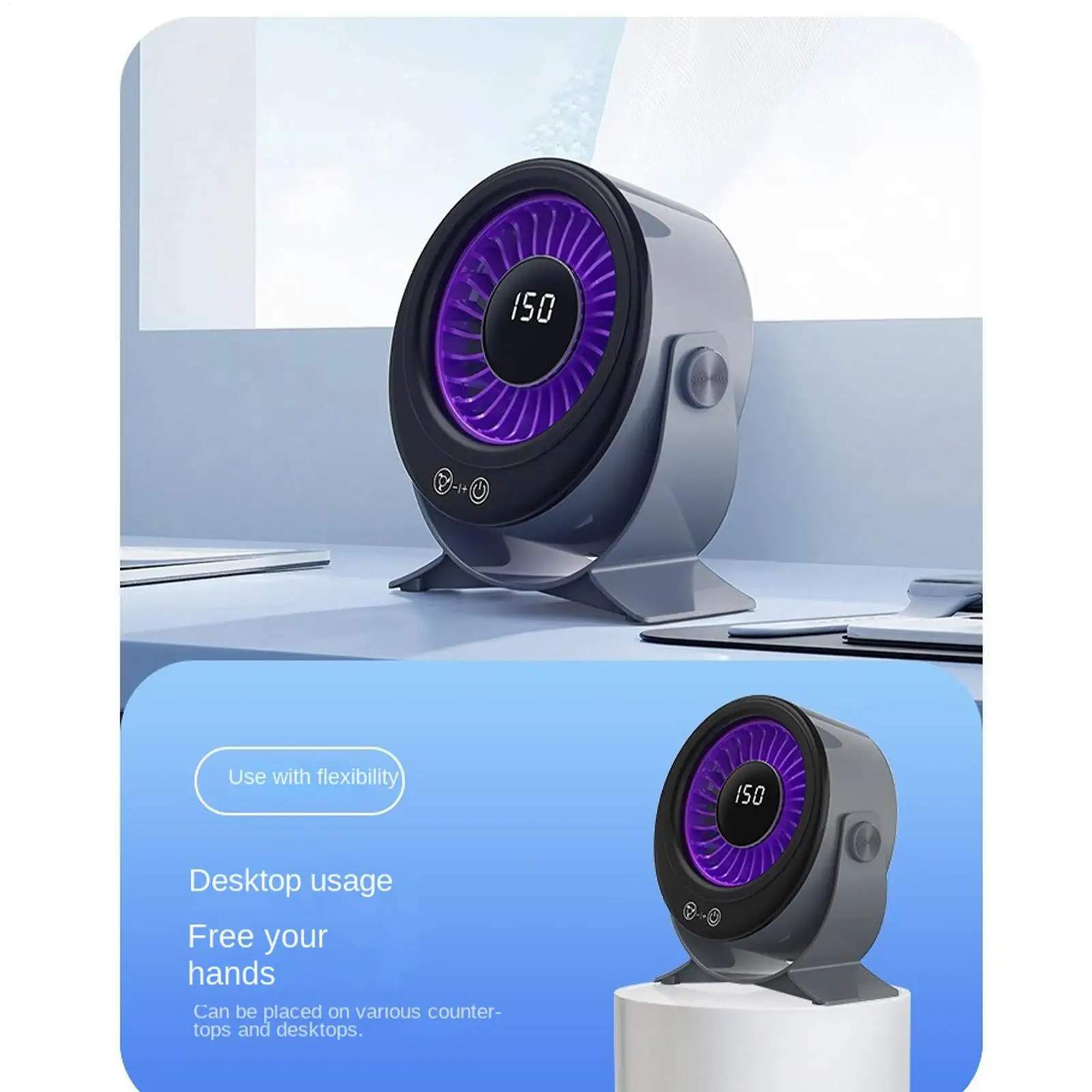 

Wall Mount Fan Rechargeable Digital Display Low Noise Table Fan With 150 Speeds For Study Bedroom Dining Room Dorm Room Computer