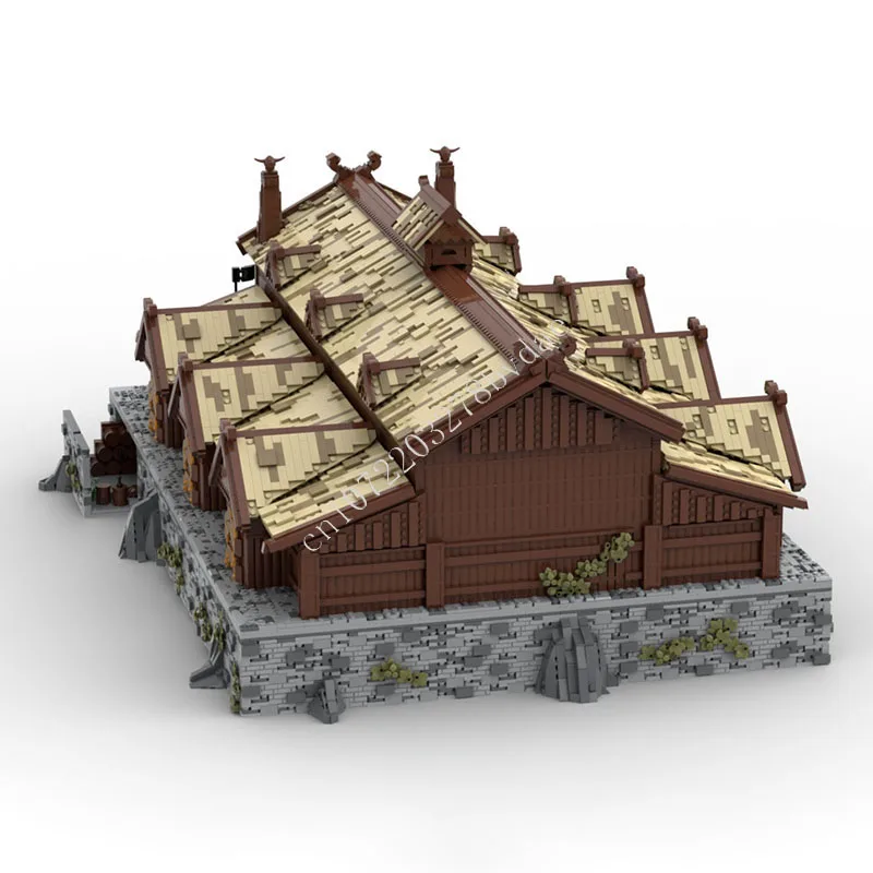 15804 PCS Medieval Nordic Great Hall Building Blocks Modular Architecture Model Assembly Toy for Collection Home Decoration Gift