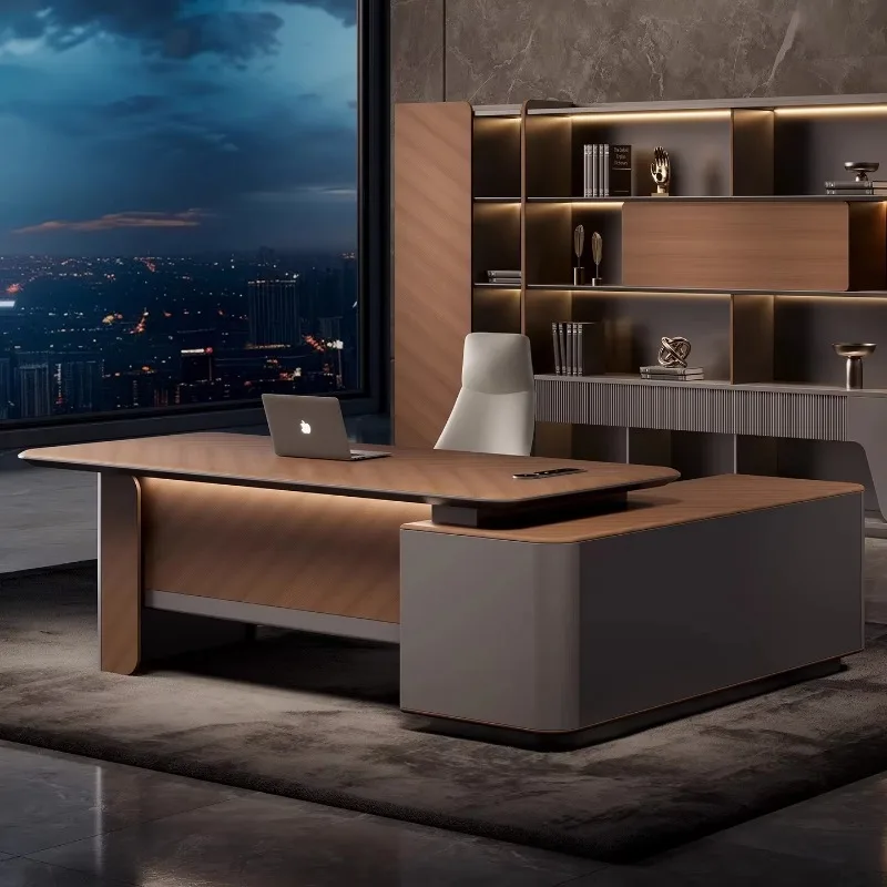 Moderner Luxus Modularer Chefschreibtisch Langlebige MDF-Platte Holz-Computer-Schreibtisch für Chef und Manager Melamin Home-Office-Einrichtung