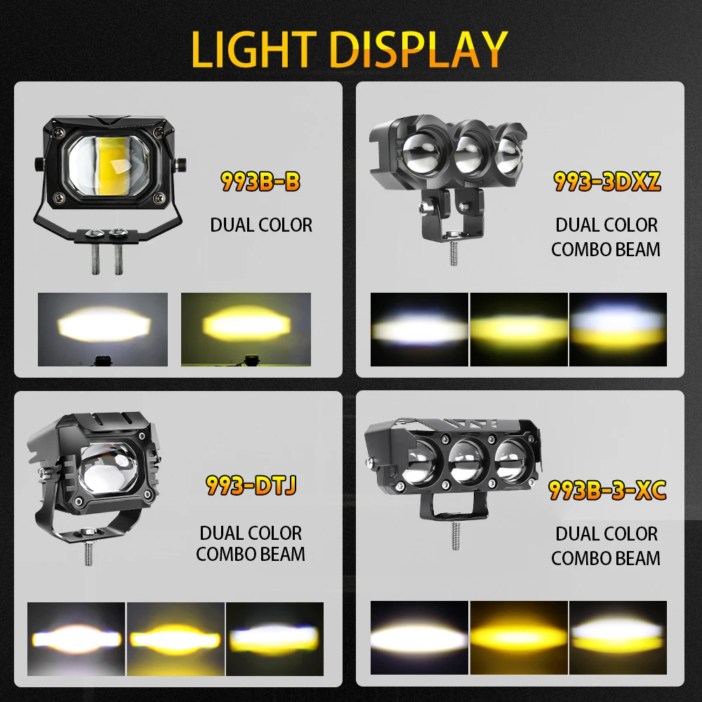 HL Spot and Flood Beams 20000LM LED Work Light 6500K 3500K Driving LED Light with Canbus Fog Amber Light off-road use 12V 24V