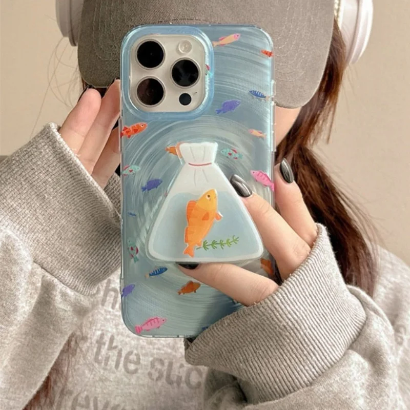 

Korean Cute Cartoon Rotate Fish Grip tok Griptok Pop Phone Holder Stand Support For iPhone Accessories Holder