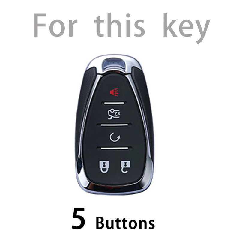 5 Buttons Leather TPU Car Key Case Cover For Chevrolet Chevy Malibu Camaro Cruze Traverse Sonic Volt Bolt Equinox 2017 - 2019