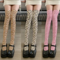 New 3D Printing Leopard Print Women Over Knee Stockings Harajuku Fashion Sexy Girls Lolita JK Birthday Party Stockings Cosplay