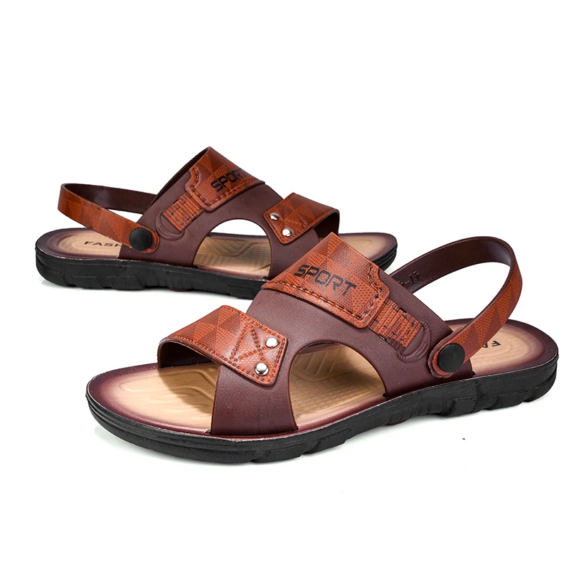 Fashion Casual Men's Sandals Summer Slip On Sandals Men Classic Beach Shoes For Men Outdoor Leather Sandals Male Slippers image 6