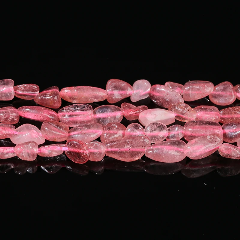 6-8mm Natural Stone Strawberry Quartz Irregular Beads Loose Spacer Nuggest Bead for Jewelry Making Diy Necklace Bracelet 15 Inch