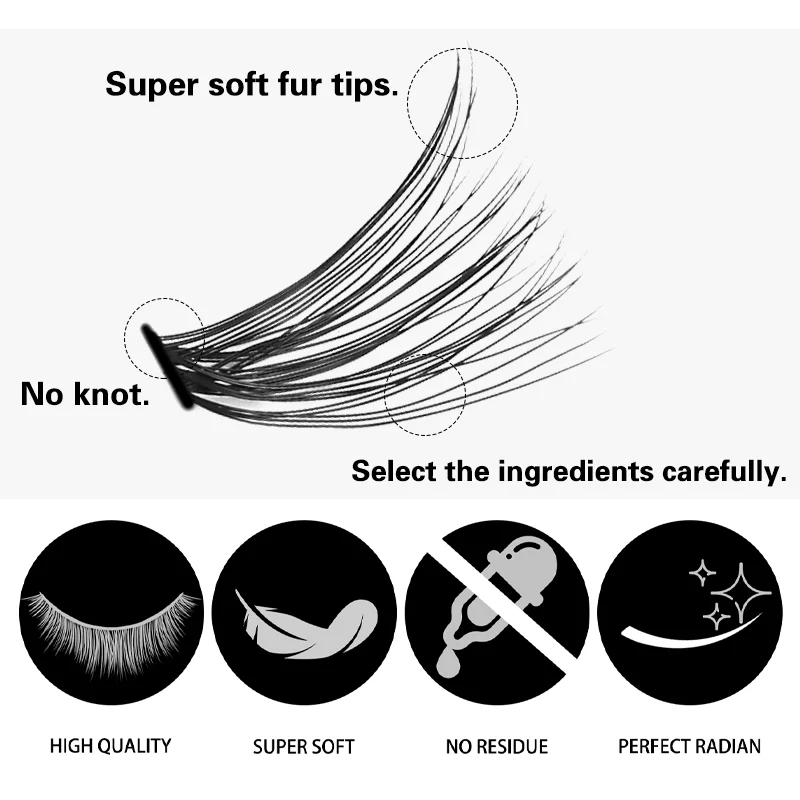 Winky Beauty 240pcs DIY Cluster Lash Extension Kit, Lighter Natural D Curl Individual Mink Eyelashes Makeup Supplies at Home