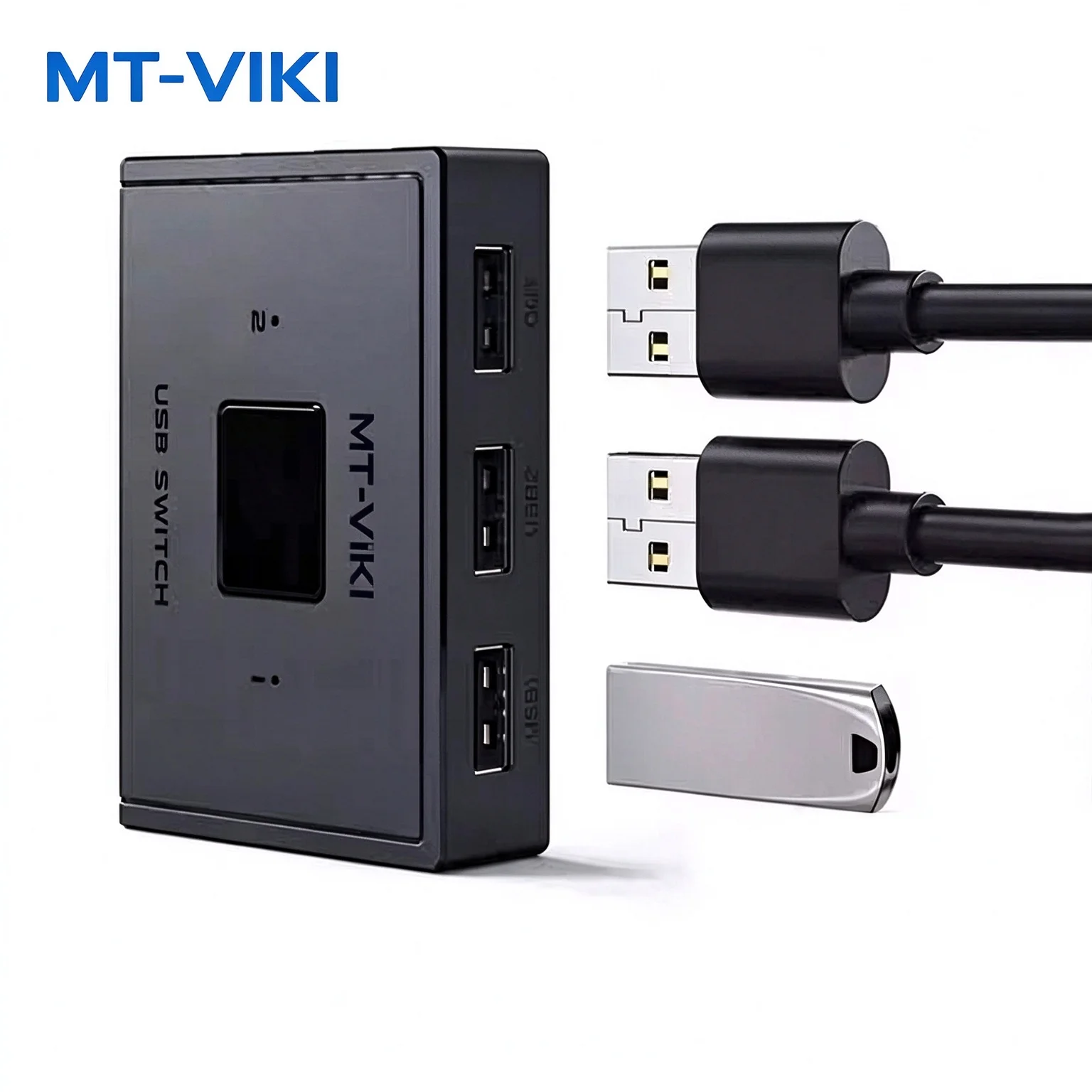 MT-VIKI 2 Ports USB Bidirectional Switch 2 in1Out 1 in 2 Out USB Selector Plug and Play for PC Printer Scanner Keyboard Mouse