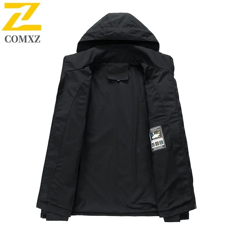 COMXZ Herrenjacke, Freizeit, abnehmbare Kapuze, Outdoor, Klettern, leichte Motorradjacke, Camping, winddicht, Herbst-Windjacke