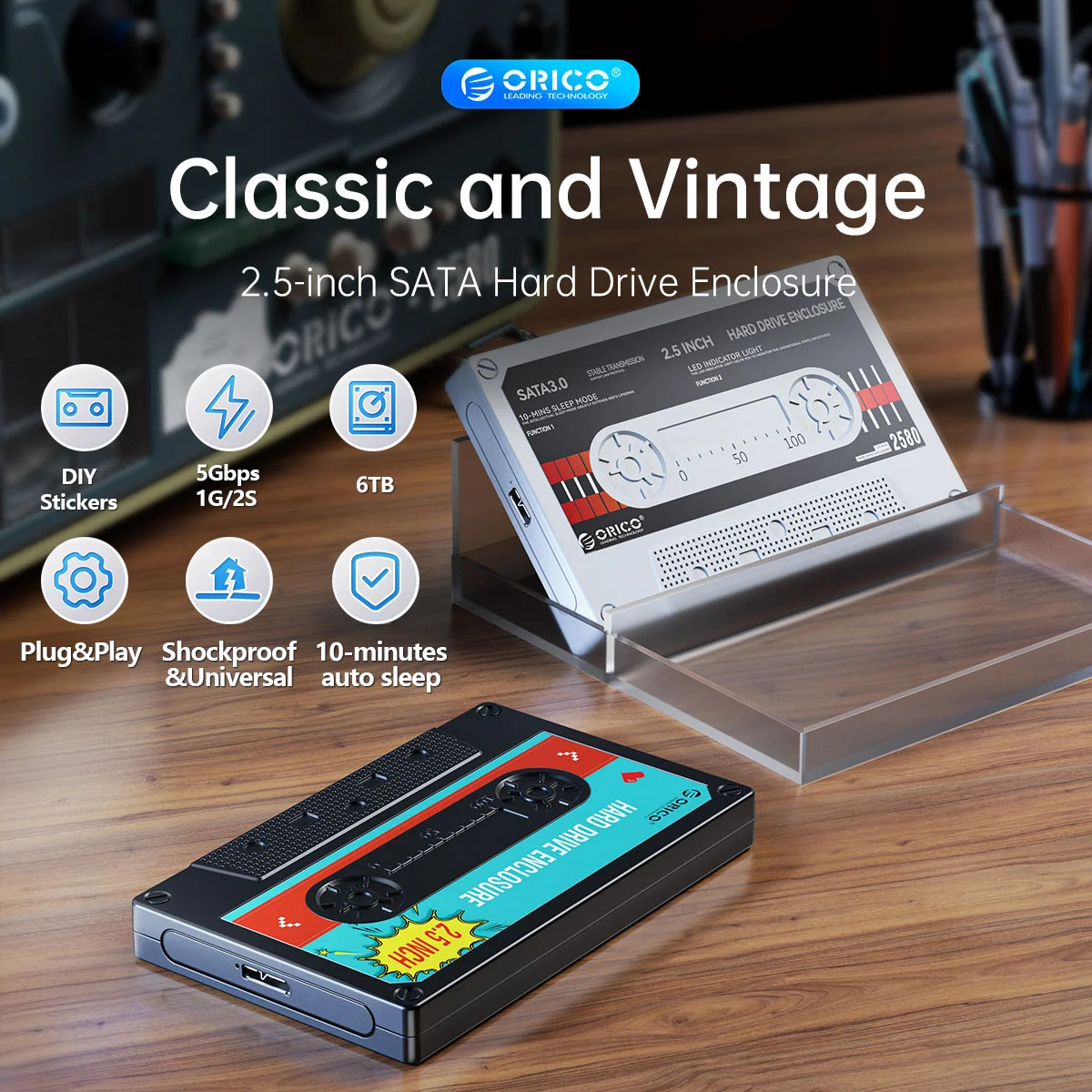 

ORICO 2580 2.5'' SATA Hard Drive Enclosure 5Gbps 1G/2S 6TB USB3.0 External HDD Case Shockproof for SSD Disk Box Micro-B USB-A C