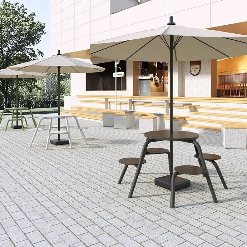 custom.Modern Durable Weather Resistant Outdoor Metal Dining Set with Round Table and Chairs Garden and Patio Use