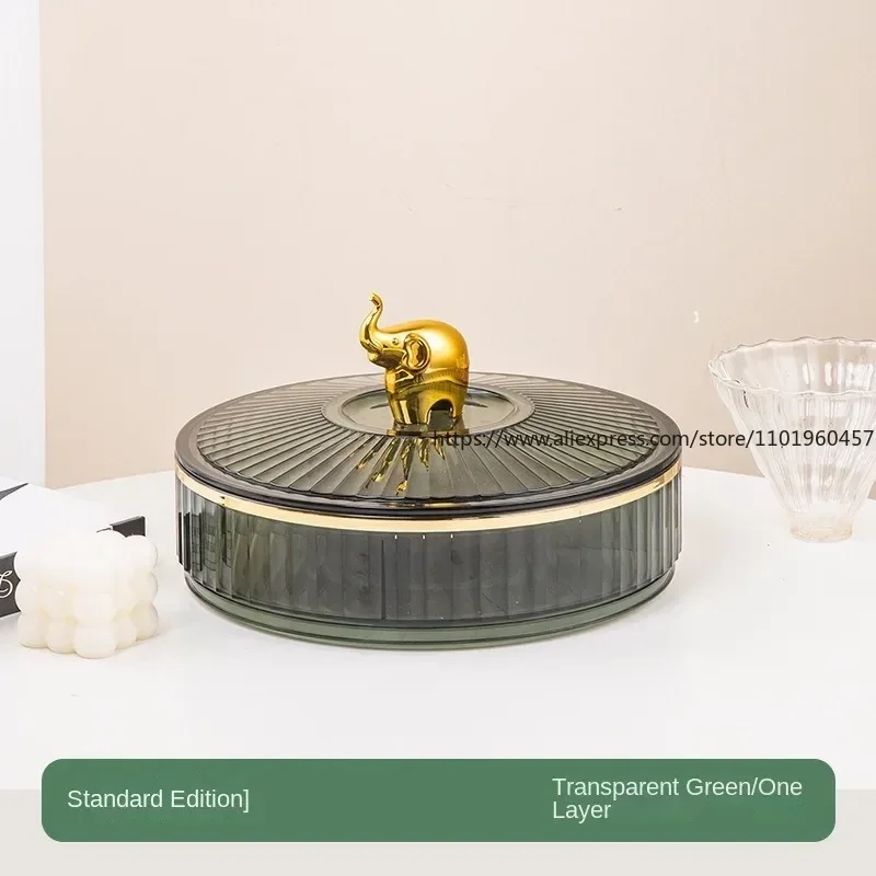 

360° Rotating Storage Tray Multi Layer Divided Snack Dried Fruit Tray with Lid Dustproof Living Room Kitchen Organizer