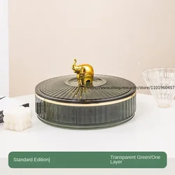 360° Rotating Storage Tray Multi Layer Divided Snack Dried Fruit Tray with Lid Dustproof Living Room Kitchen Organizer