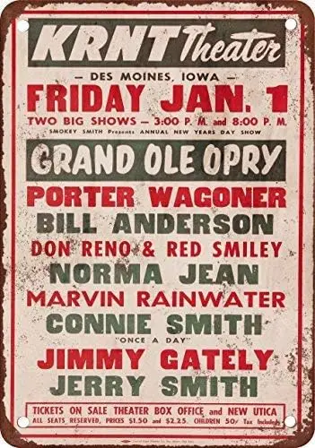 1969 Porter Wagoner in Des Moines Vintage Look Reproduction Metal Tin Sign 12X8 inches sign