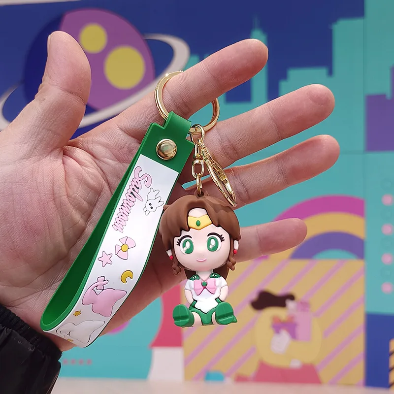 Anime Sailor Moon Keychain Tsukino Usagi Hino Rei Action Figure