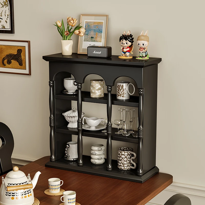 

Ruixiang solid wood rack French antique wall hanging wall lattice desktop storage cabinet American coffee water cup holder