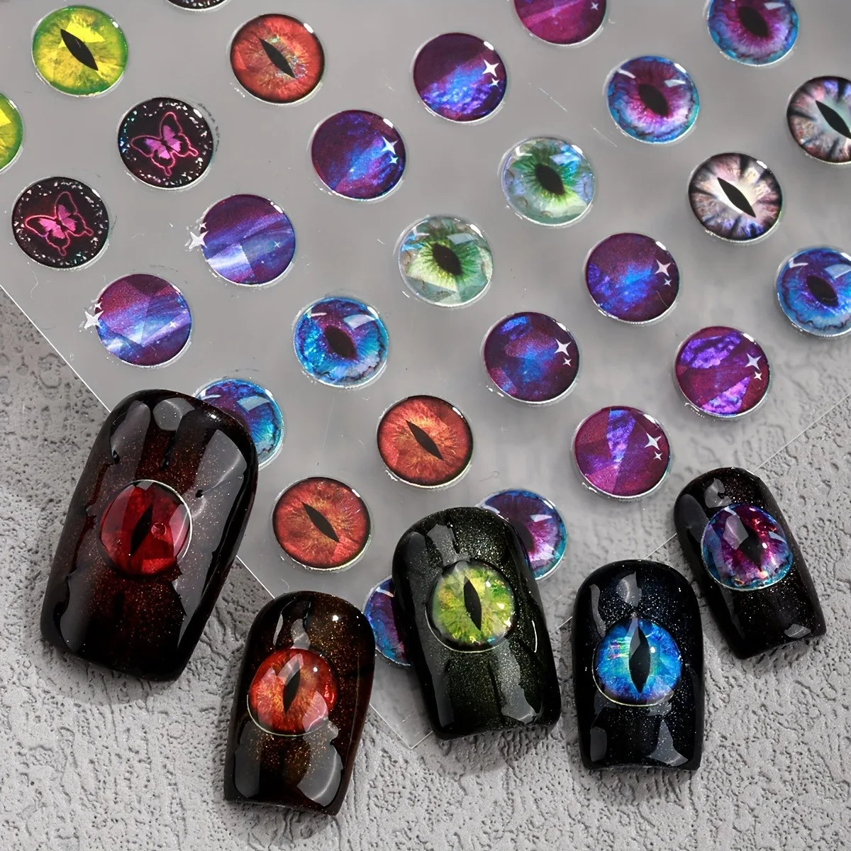 قطعتان من ملصقات أظافر العين العمودية للحيوانات المحاكاة، سهلة الاستخدام لملصقات تزيين الأظافر اليومية والعطلات #4