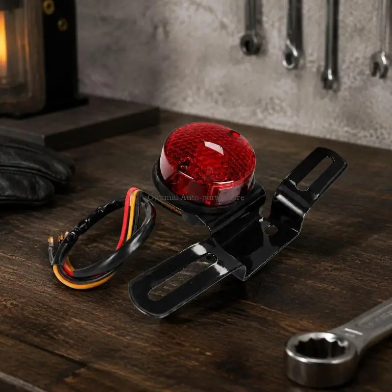  Retro Round Rear Lamp Assembly for Motorcycle Plate Mounting