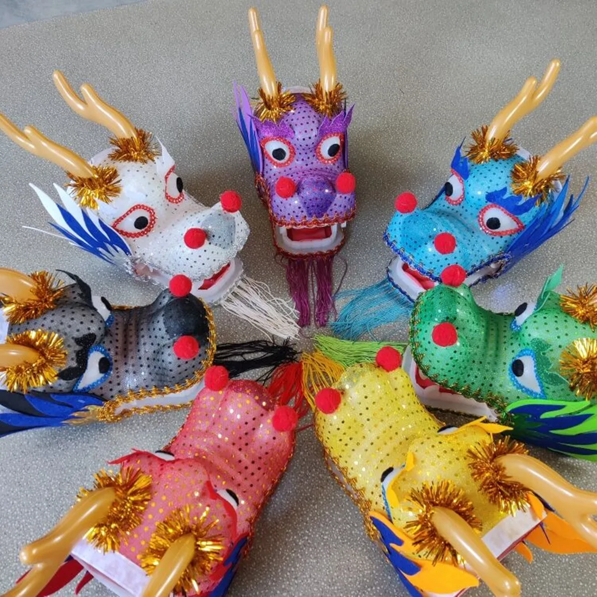 New Style Fitness Dragon Head Accessories For Adults Red Yellow Green Blue White Funny Square Dance Props Festival Supplies