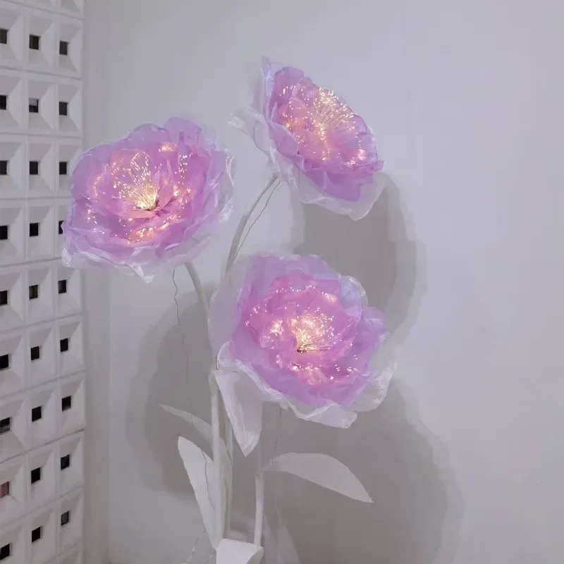 3D Luminous Artificial Flower Arrangement Glowing Simulated Bloom Home Window Decor Ornament for Living Room Bedroom Wall
