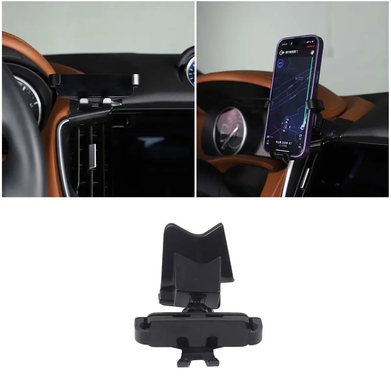 

For Maserati Ghibli 2014-2022 ABS black car central control navigation screen mobile phone holder car modification accessories